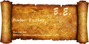Bader Eszter névjegykártya